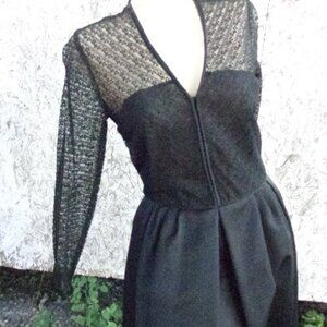 Vintage Black Herman Miller Party Dress Lace Bodice